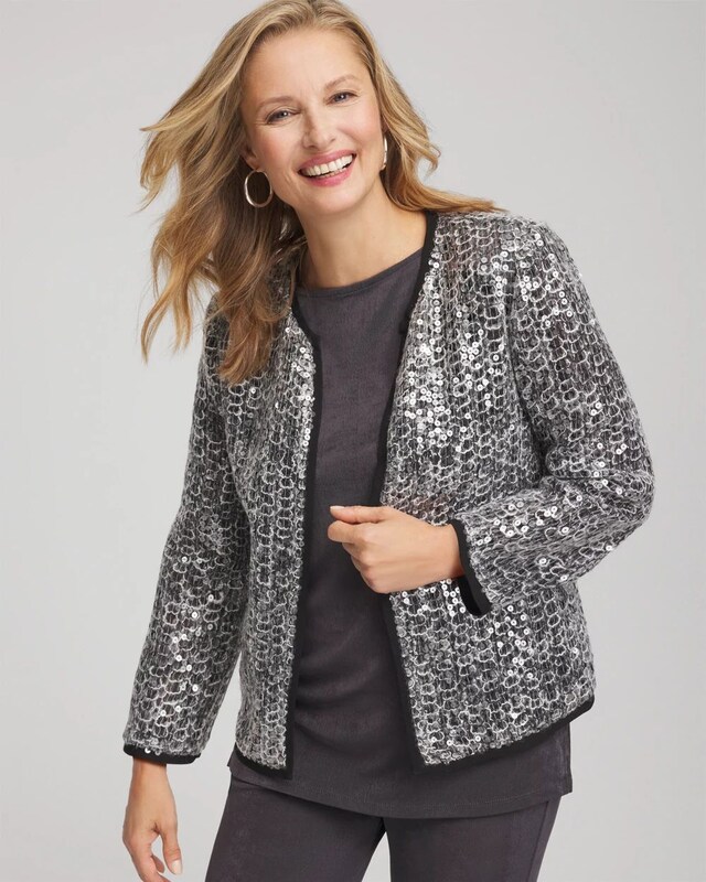 Travelers Collection Refined Sequins Netted Jacket - image 1